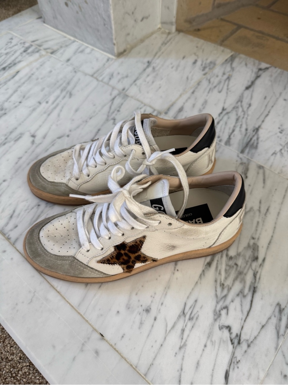 Golden Goose Ball Star with leopard print pony skin star and black heel tab